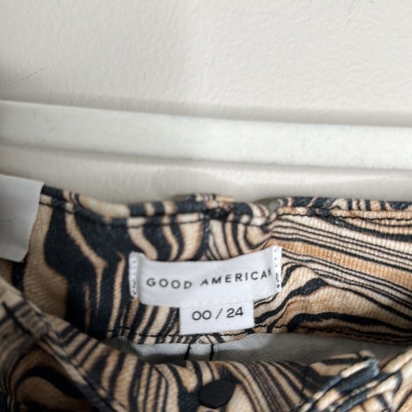 GOOD AMERICAN Good Classic Natural swirl print jeans 00/24 NWT - Picture 5 of 8